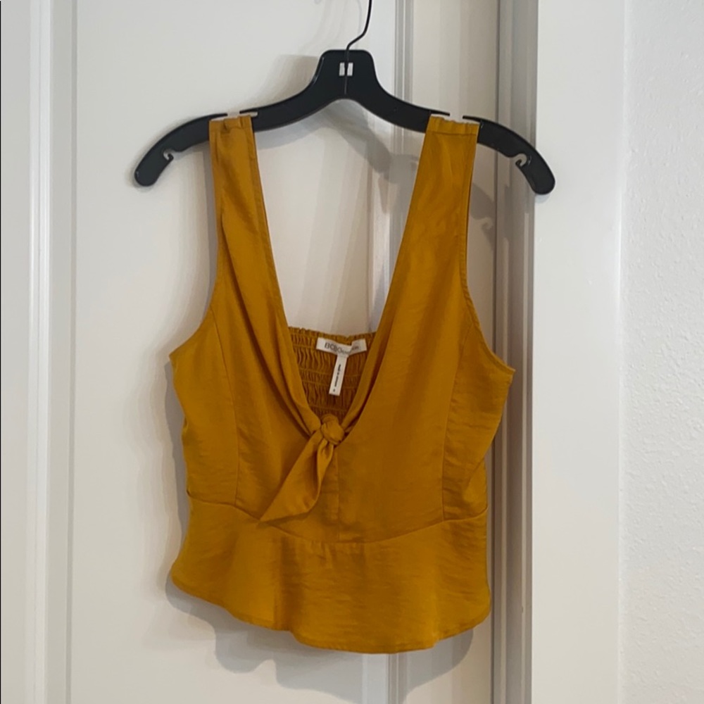 Mustard yellow silk blouse